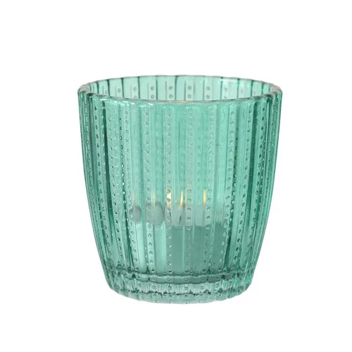 Photophore Marilu en verre bleu H 7,5 x Ø 7,5 cm