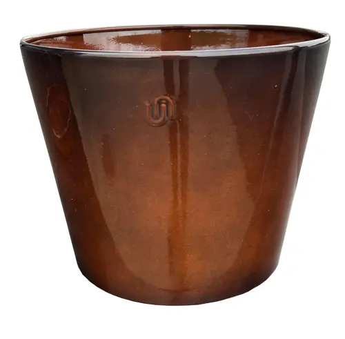 Pot évasé coloris marron en métal recyclé - 30,5 x 30,5 x 26 cm