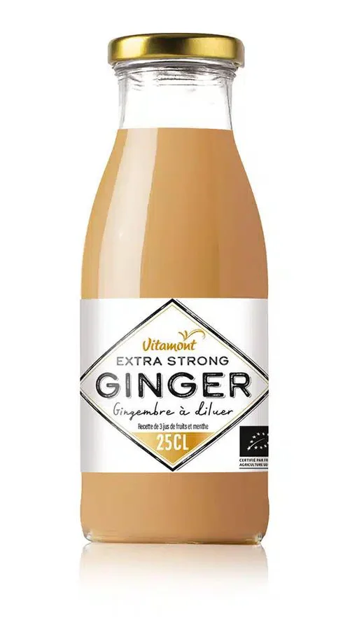 Extra Strong Ginger gingembre Bio à diluer en bouteille de verre Vitamont - 25 cl