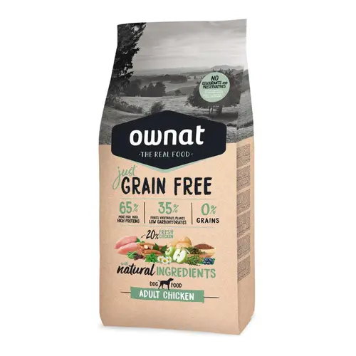 Croquette pour chien adulte Just Grain Free au poulet Ownat - 3 kg