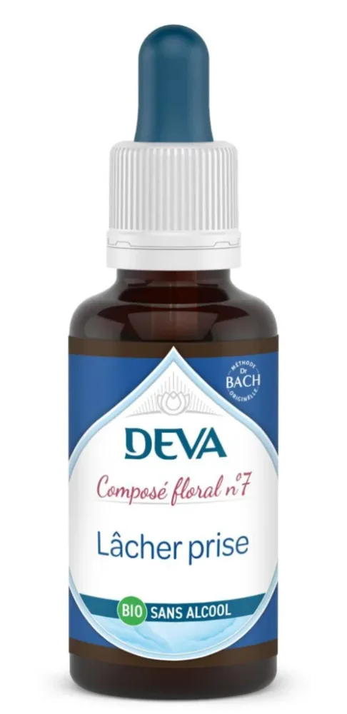 Complément alimentaire composé floral lâcher-prise bio sans alcool Deva - flacon compte-goutte 30 ml