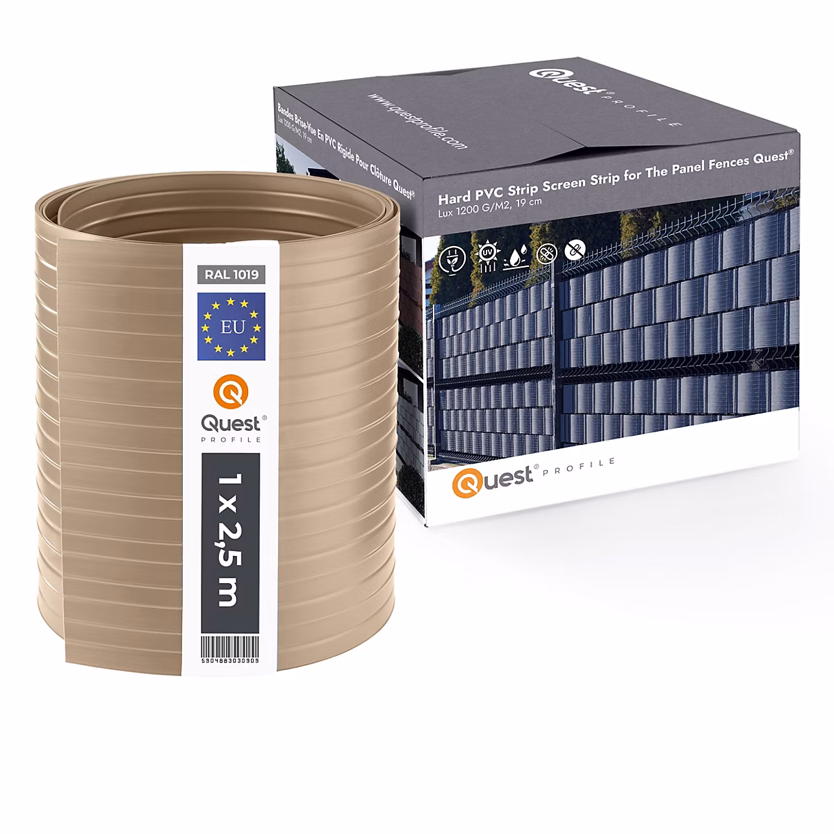 Bande de clôture en PVC – Brise, vue, Protection, lame pour clôtures en panneaux premium, 900 g/m², beige, 2.52m