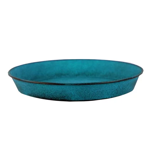 Soucoupe pot Reb en acier bleu mat Ø 24 x H 3 cm