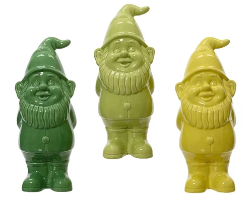 Gnome décoratif en céramique - 10 x 9,5 x 25 cm