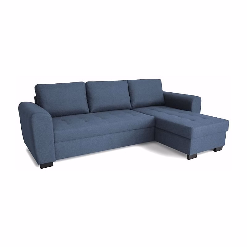 Canapé d'angle fixe | 3 places – Tissu Bleu – HAMILTON SANS RANGEMENT ET FONCTION LIT