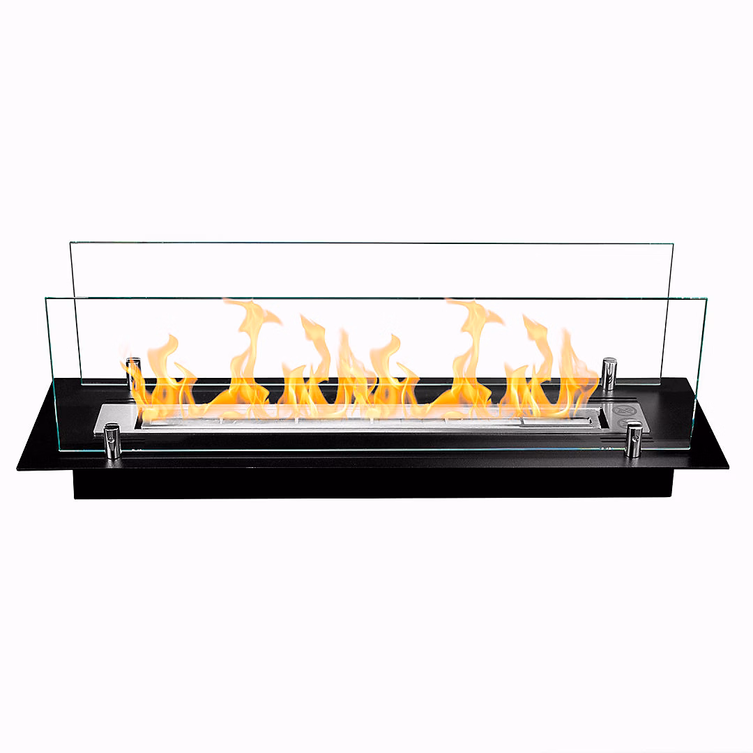Chauffage d'appoint – Brûleur De Cheminée En Acier Bioéthanol Avec Verre De 65 Cm