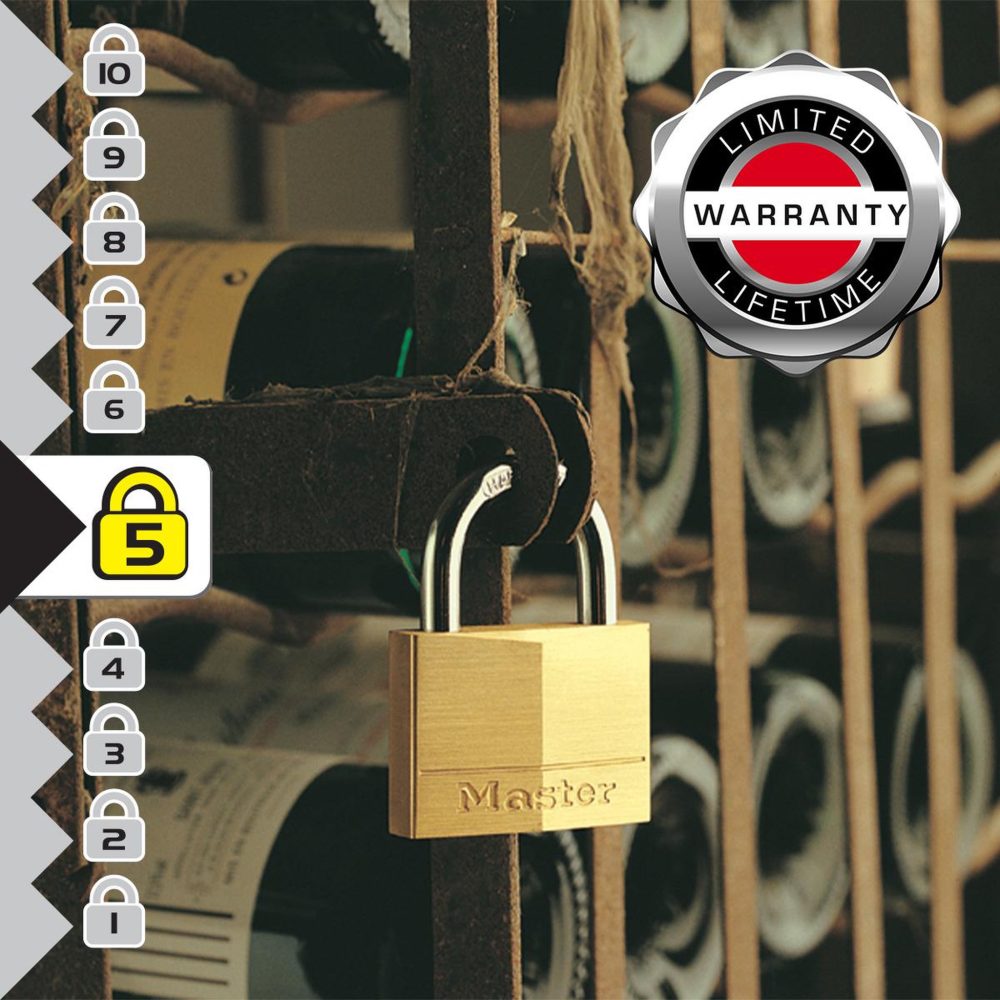 Master lock 140EURQNOP Lot de 4 Cadenas à Clé en Laiton, Doré, 6 x 4 x 1,3 cm – Matériel de jardin