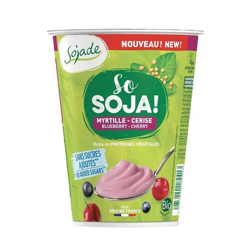 Spécialité végétale bio à la myrtille et à la cerise sans sucres ajoutés So Soja Sojade - 400 g