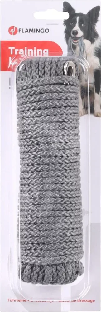 Accessoire pour chien Longe pour dressage coloris gris en nylon Flamingo - 15 m