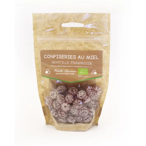 Bonbons au miel bio goût framboise et myrtille de 120 g