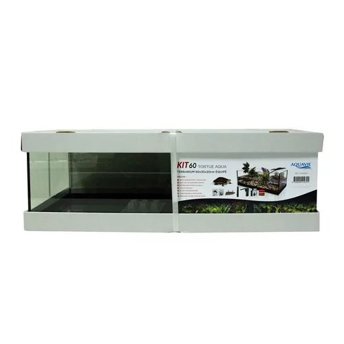 Terrarium pour tortue d'eau aquatique coloris blanc Aquavie kit aqua 60 – 60 x 30 x 20 cm