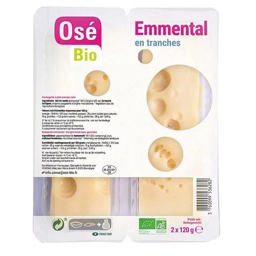 Emmental en tranches - 2 x 120 g