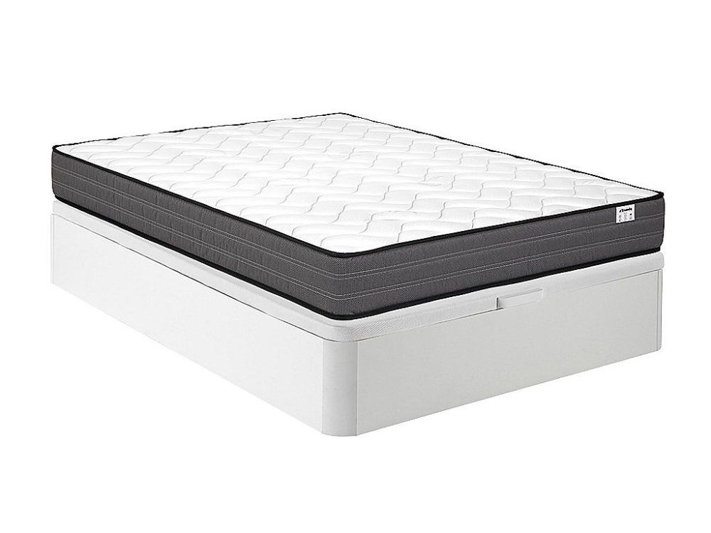 Ensemble 140 × 190 cm sommier coffre blanc + matelas ressorts ensachés ép.20cm – AMBRACIE de YSMÉE