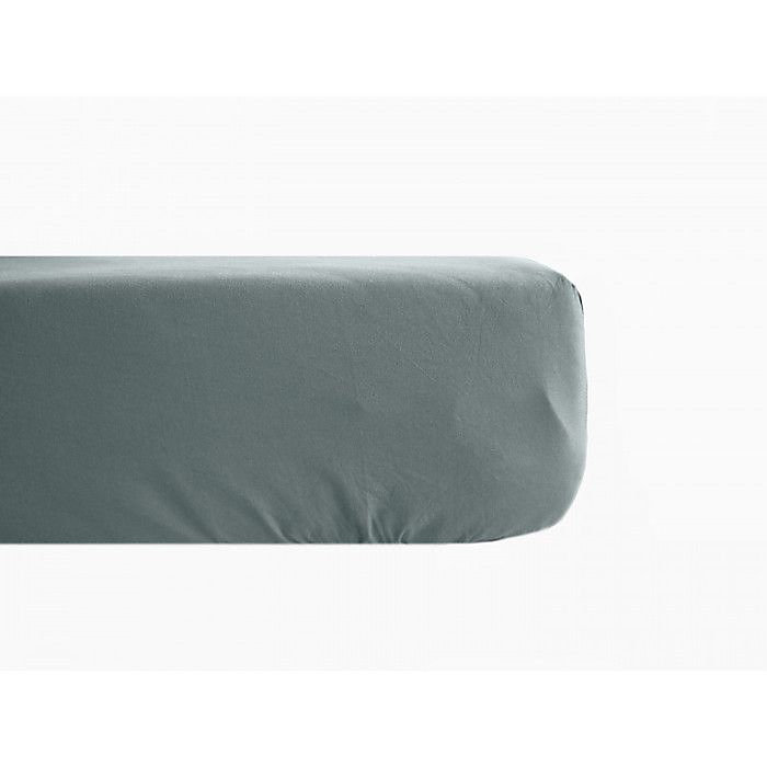 Drap housse percale pur coton peigné longues fibres 80 fils/cm² avec bonnet de 35 cm Vent du sud – 80x200 | Lichen