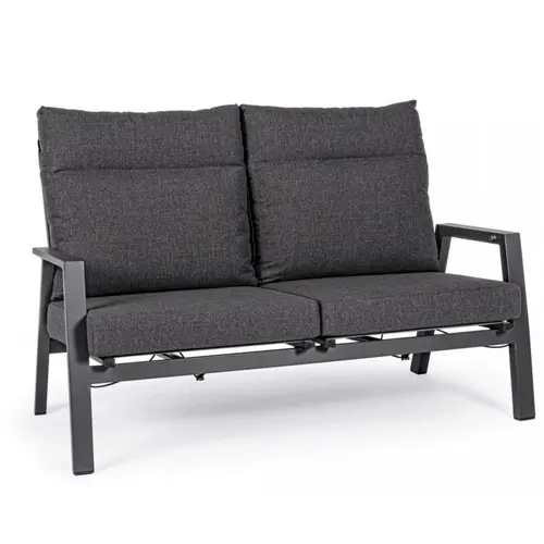 Canapé d'extérieur inclinable en aluminium coloris anthracite Kledi - 152 x 81 x 98 cm