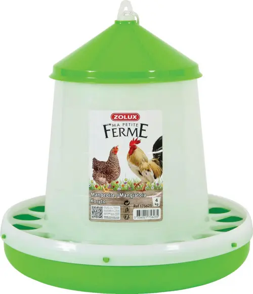 Mangeoire silo pour basse-cour en plastique coloris vert Zolux Ma petite ferme - 4 kg