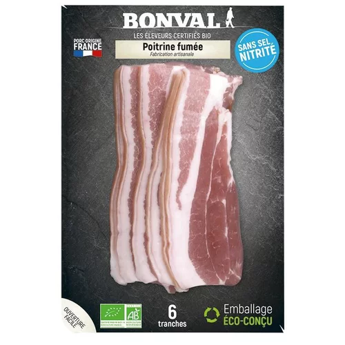 Poitrine fumée 6T sans sel nitrité - 160 gr