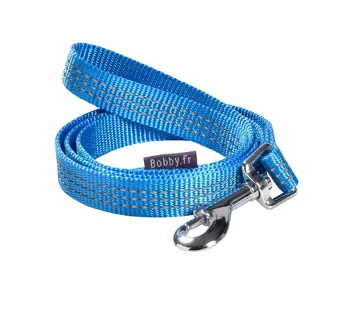 Laisse pour chien en nylon tressé coloris bleu Bobby Safe - Taille S/M