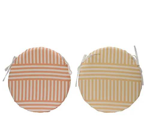Galette de chaise ronde en polyester à rayures - Ø 38 x H 4 cm
