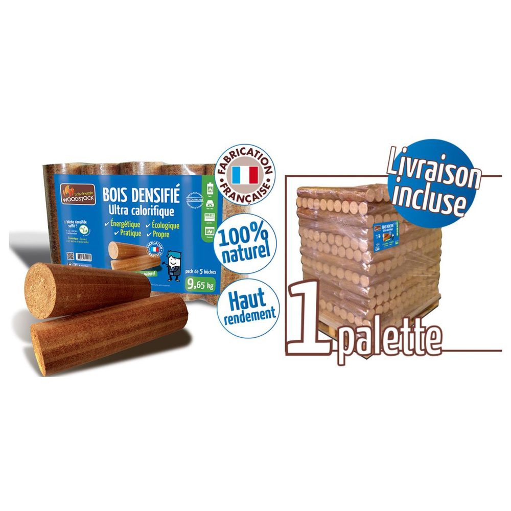 WOODSTOCK 1 Palette de bois densifié - 104 packs de 5 bûches – Aménagement du jardin