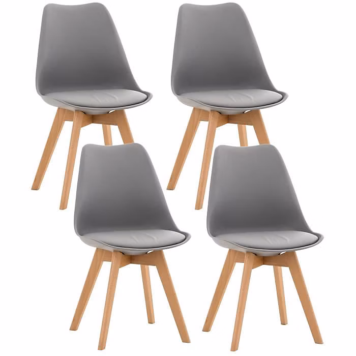 Chaises scandinaves CLP Linares 4 pièces gris bois de hêtre | Chaise