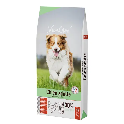 Croquettes pour chien medium adulte au poulet VivaCroc – 12 kg
