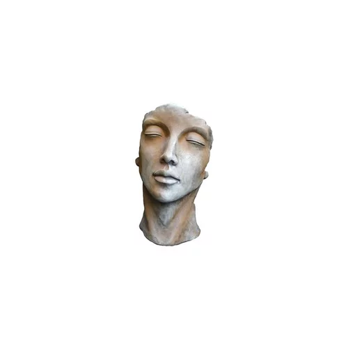 Statue de visage de femme effet demi-rouille coloris gris 53 cm
