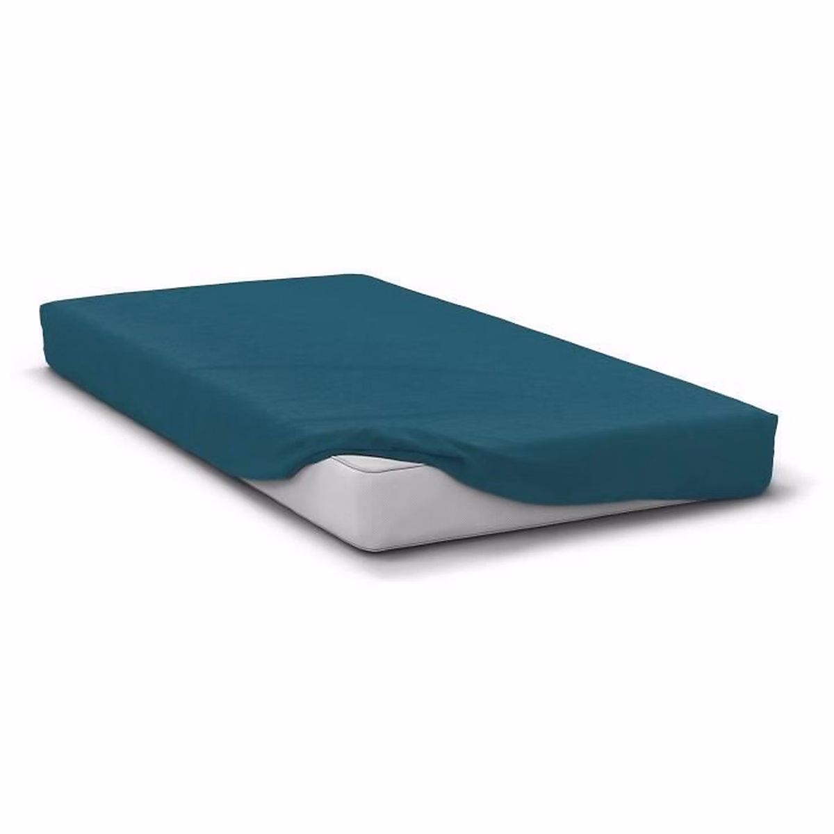 Drap housse microfibre 82 g – 140 × 190 cm, Bonnet 30 cm, Bleu canard