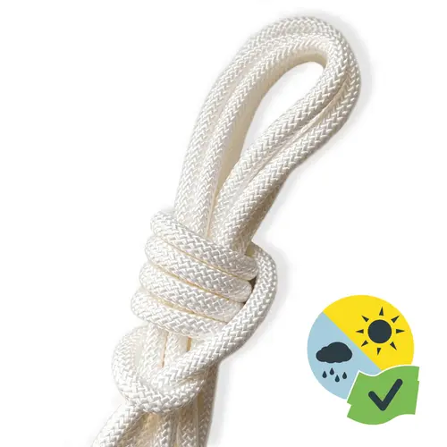 Cordon pour hamac ou voile d'ombrage coloris blanc en corde synthétique Gard&Rock - Ø 8 cm x 3 m