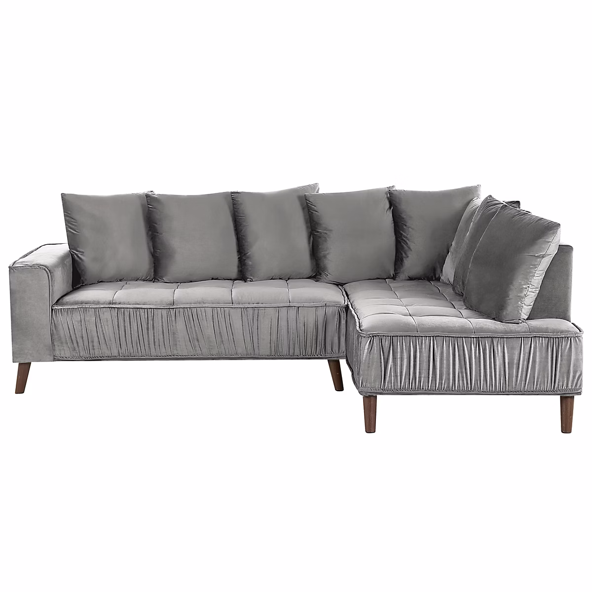 Canapé d'angle 3 places GRENA Velours Gris clair Côté gauche – Réf. QBEVTOJYP1760640501