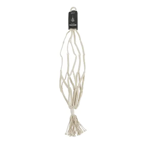 Suspension pour pot en macramé de coton recyclé coloris blanc cassé - Ø 15 x H 110 cm