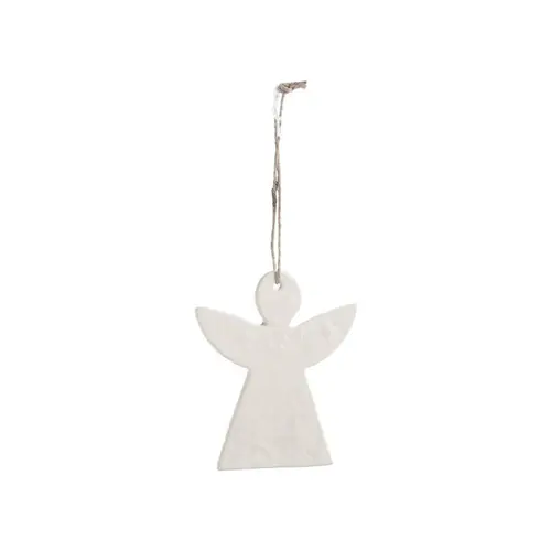 Décoration à suspendre ange en aluminium blanc - 8 x 9 cm