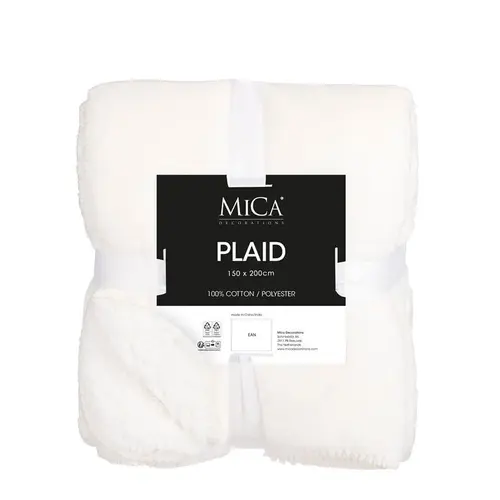Plaid polaire blanc cassé en polyester Mardy - 200 x 150 cm