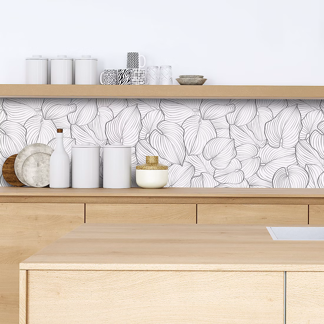 Crédence adhésive feuillage déco 50 × 100 cm