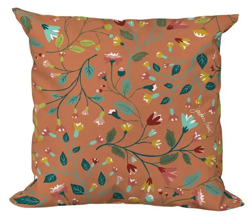 Coussin déco en polyester/coton à motifs coloris terra Apolline - 40 x 40 x 15 cm