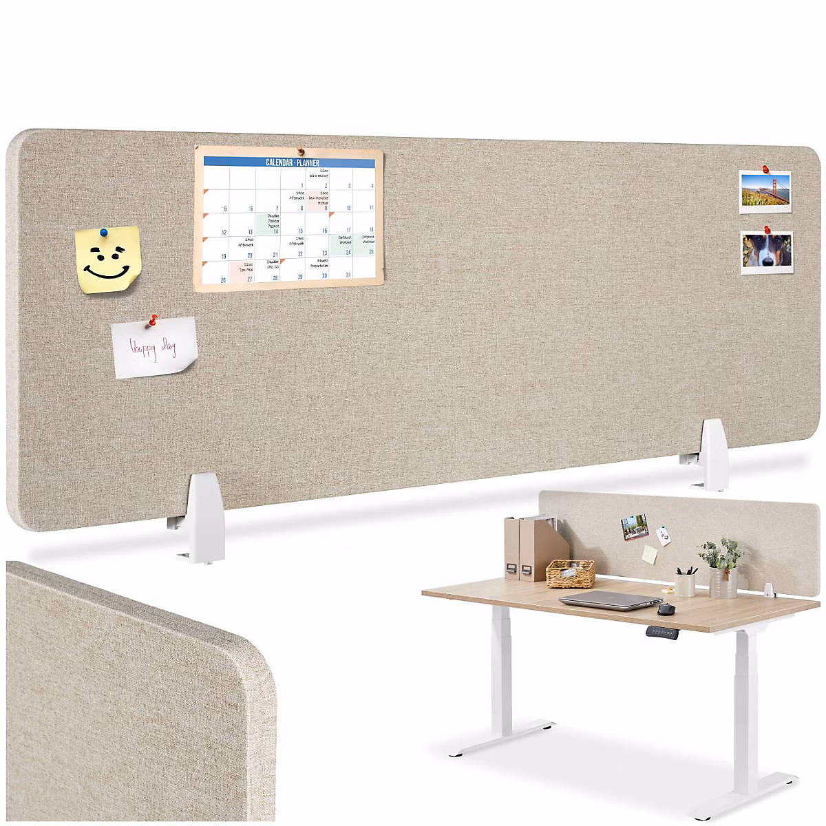 Accessoires bureau – Cloison de bureau avec revêtement en tissu polyester beige