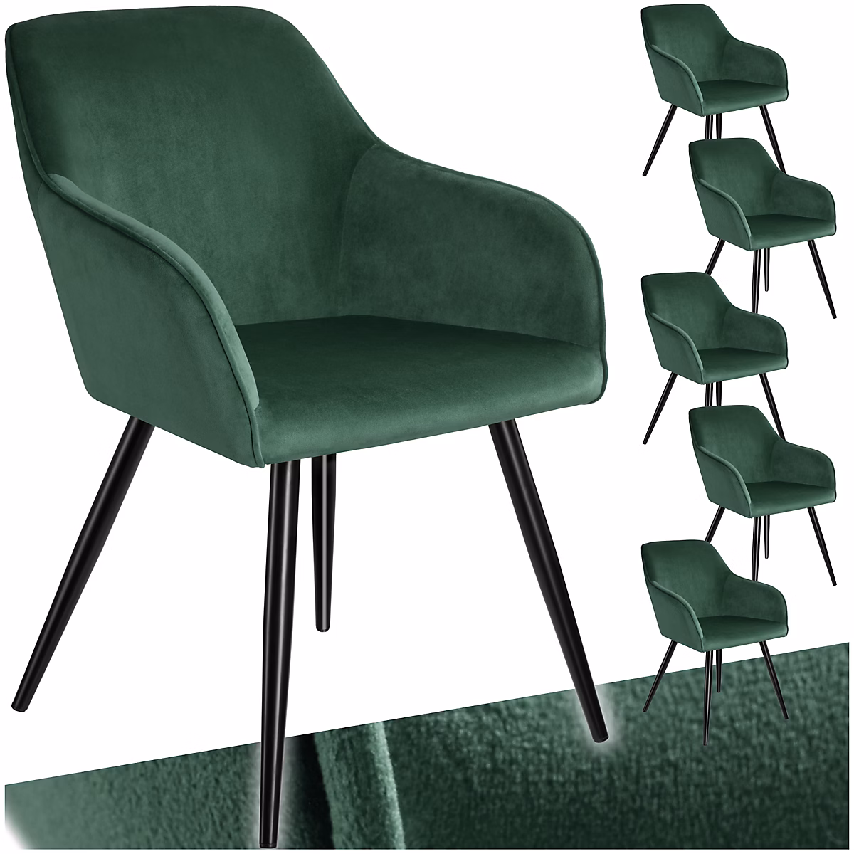 Chaise style scandinave rembourrée aspect velours vert foncé/noir – Réf. ZIIIWZEPI4938412816
