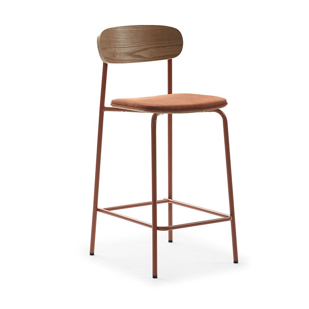 Arno | chaises de bar en tissu et métal H66cm – Rouille – lot de 2