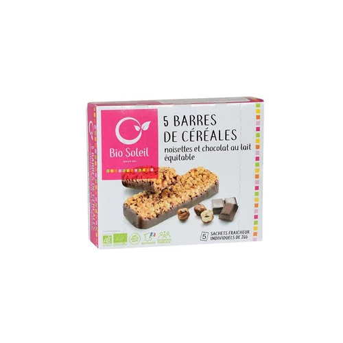 Barres de céréales noisettes et chocolat au lait Bio Soleil - 130 g