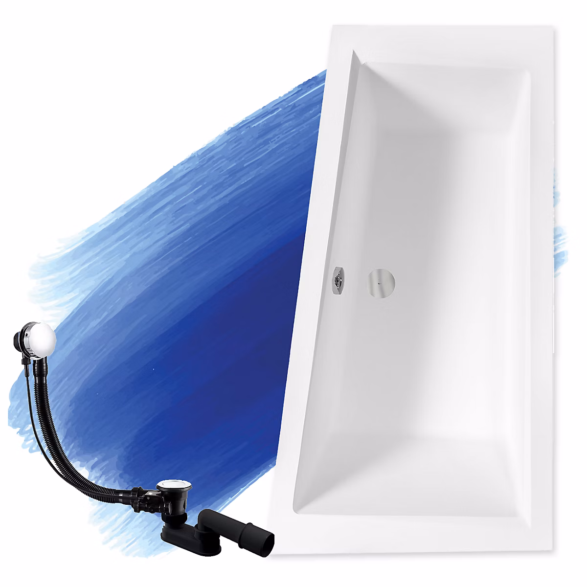 Baignoire asymétrique 150 x 85 Droite INTIMA SLIM acrylique blanc – sans Habillage + Pieds + Vidage à chromé