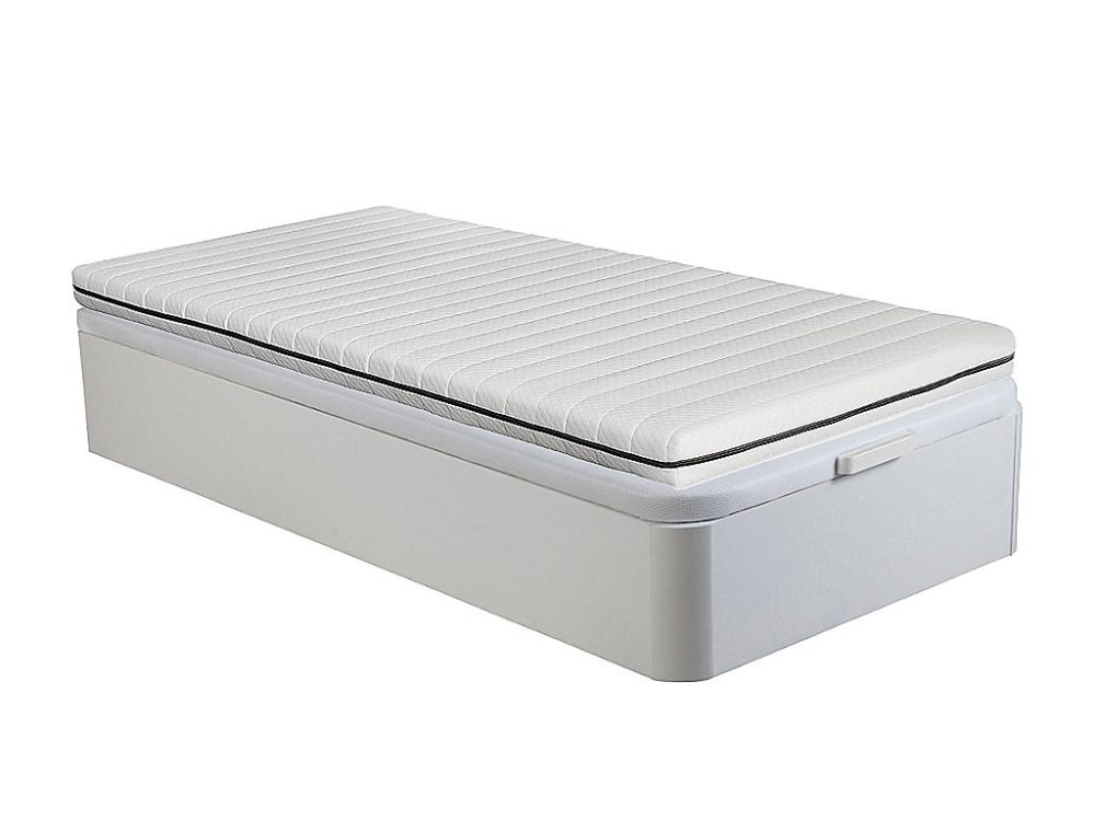 Ensemble 90 × 190 cm sommier coffre blanc + matelas mousse déhoussable ép.10cm – NASUS de YSMÉE