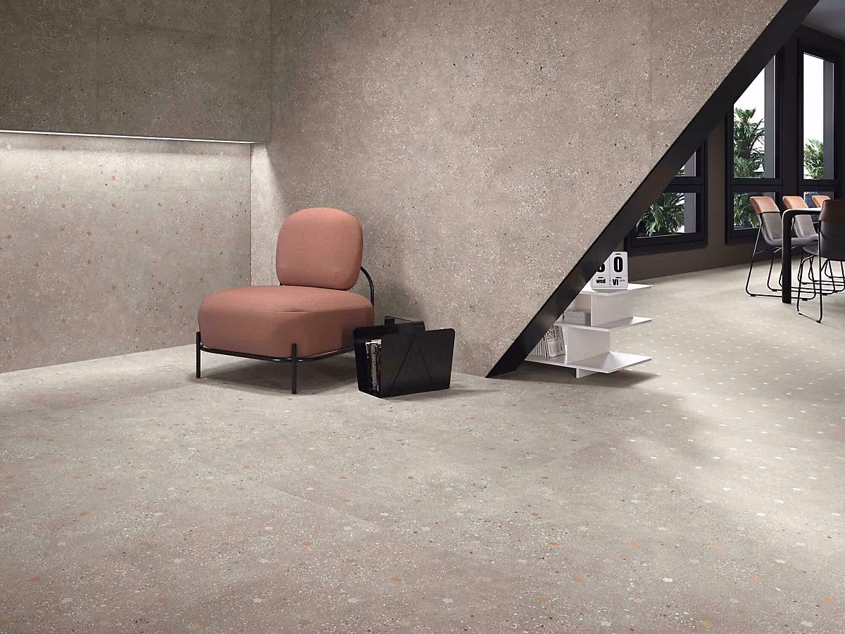 Carrelage Effet Terrazzo AMA 60 × 60 Rectifié Tortora – Les Carreaux de Jean
