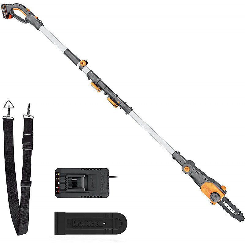 Élagueuse sur perche sans fil WORX WG349E 20 V – barre de 20 cm, batterie 2 Ah, pour l'élagage en hauteur