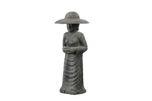 Décoration pour jardin aquatique coloris noir en pierre reconstituée figurine fermière coréenne SEDA - 120 cm