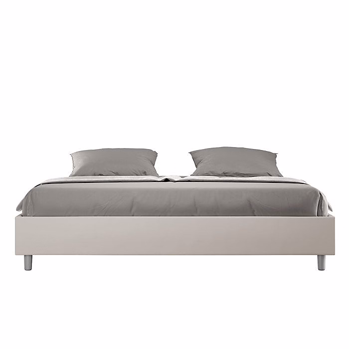 Cadre de lit coffre rembourré – ITYHOME | Azelia | 180x200 | Similicuir taupe | Sommier à rangement