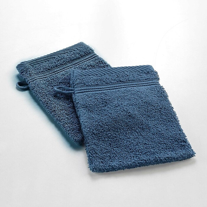 2 gants de toilette 15 × 21 cm eponge unie tendresse Saphir