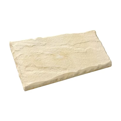 Pas de cheminement trapèze en pierre reconstituée beige Hairie Grandon - 49 x 33/26 cm