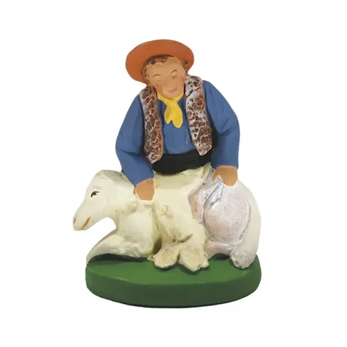 Personnage de crèche de Noël tondeur de mouton Santons Escoffier - 7 cm
