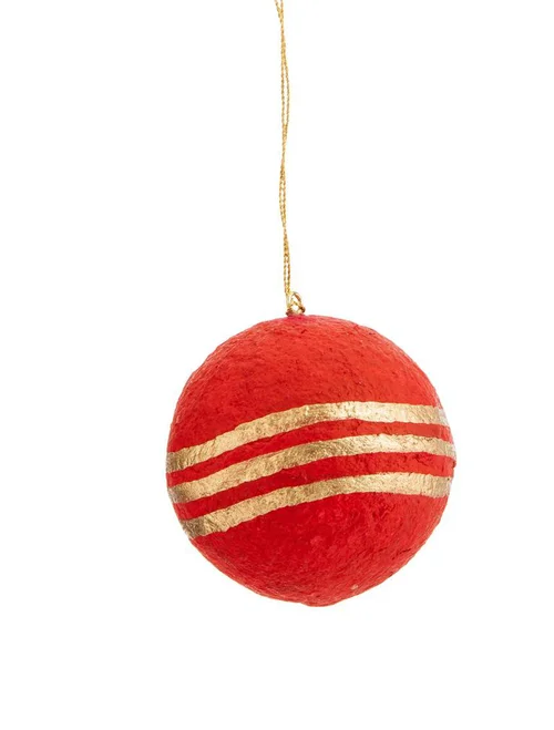 Figurine décorative boule coloris rouge en coton maché - 7,5 cm