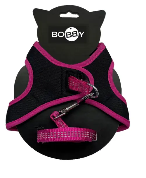 Ensemble sellerie pour chat coloris fuchsia pack harnais et laisse Bobby Safe - Taille XS